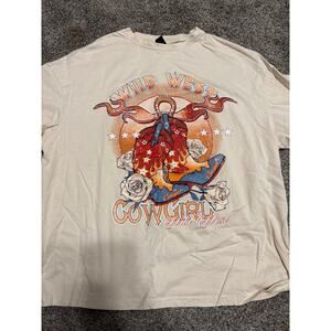 Shein Wild West Cowgirl Oversized T-Shirt Women's Size Small